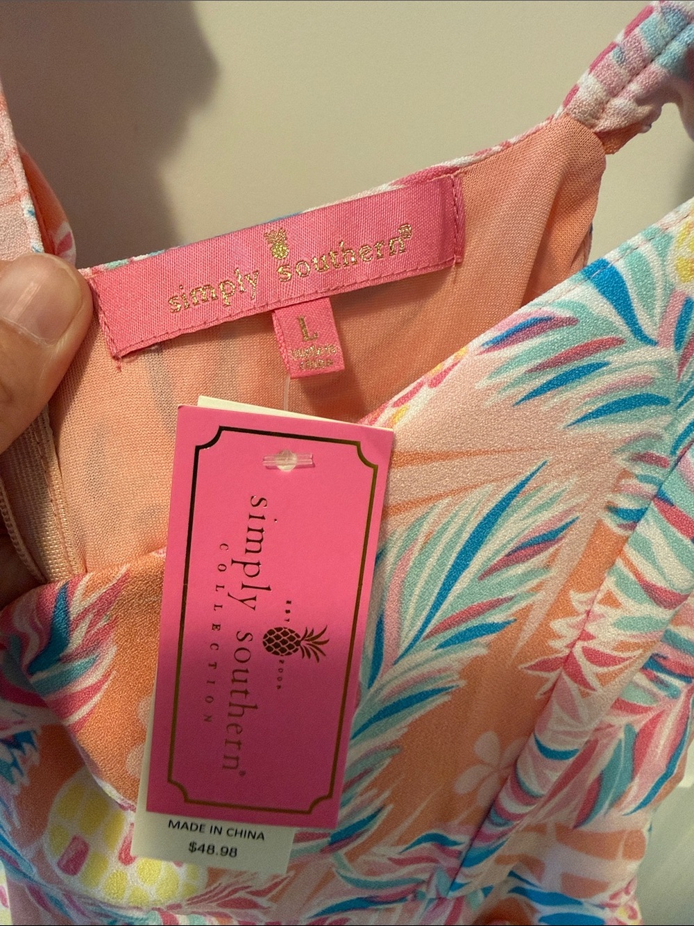 Simply Southern Pink Pineapple Print Ruffle Maxi Dress - Picture 2 of 4